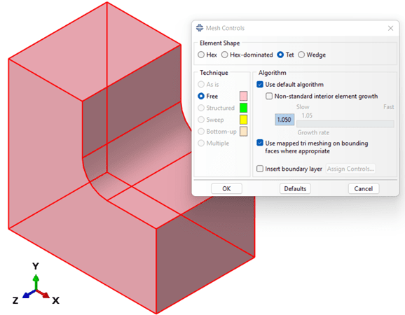 Tetrahedral meshing in Abaqus CAE